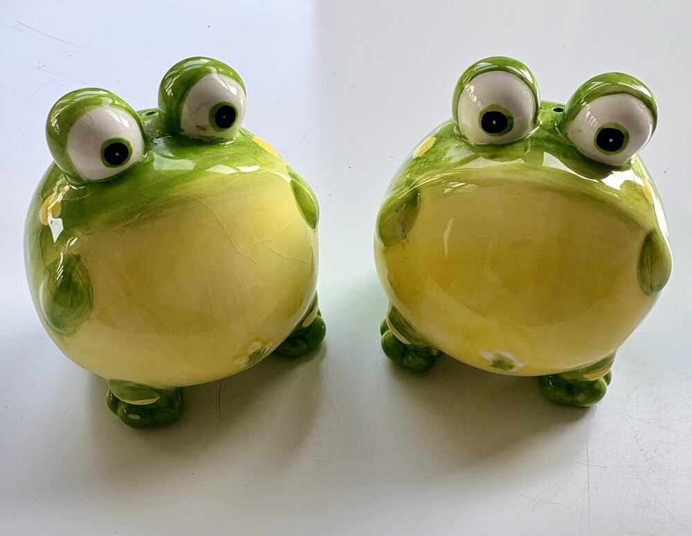 Toby The Toad Salt Pepper Shakers Derpy Frog Kitchen Decor Burton + Burton Kitch